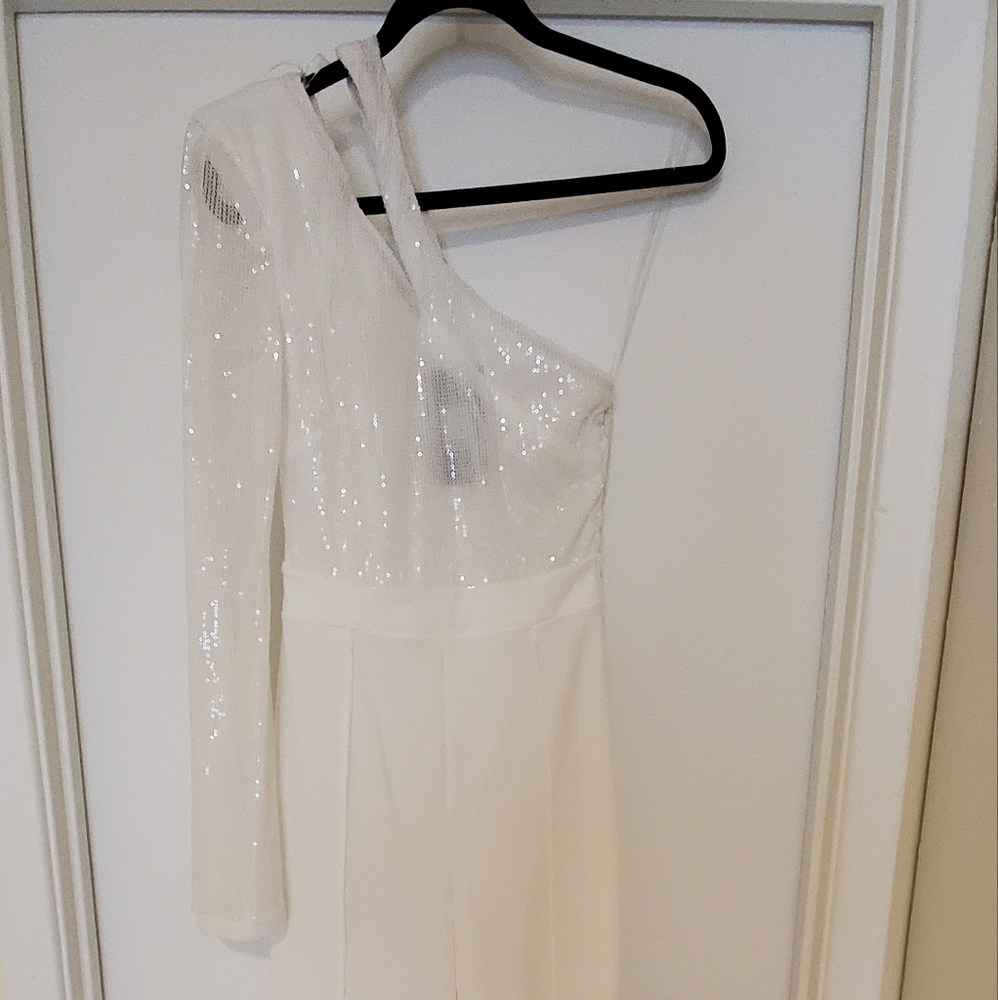 White sequin jumpsuit